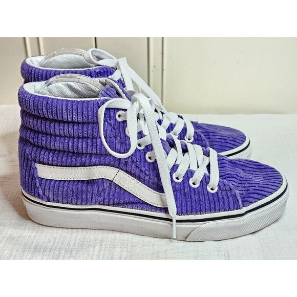 Vans limited edition old skool sk8 hi corduroy Purple wm 8 men 6 EUC skate shoes - Picture 3 of 10